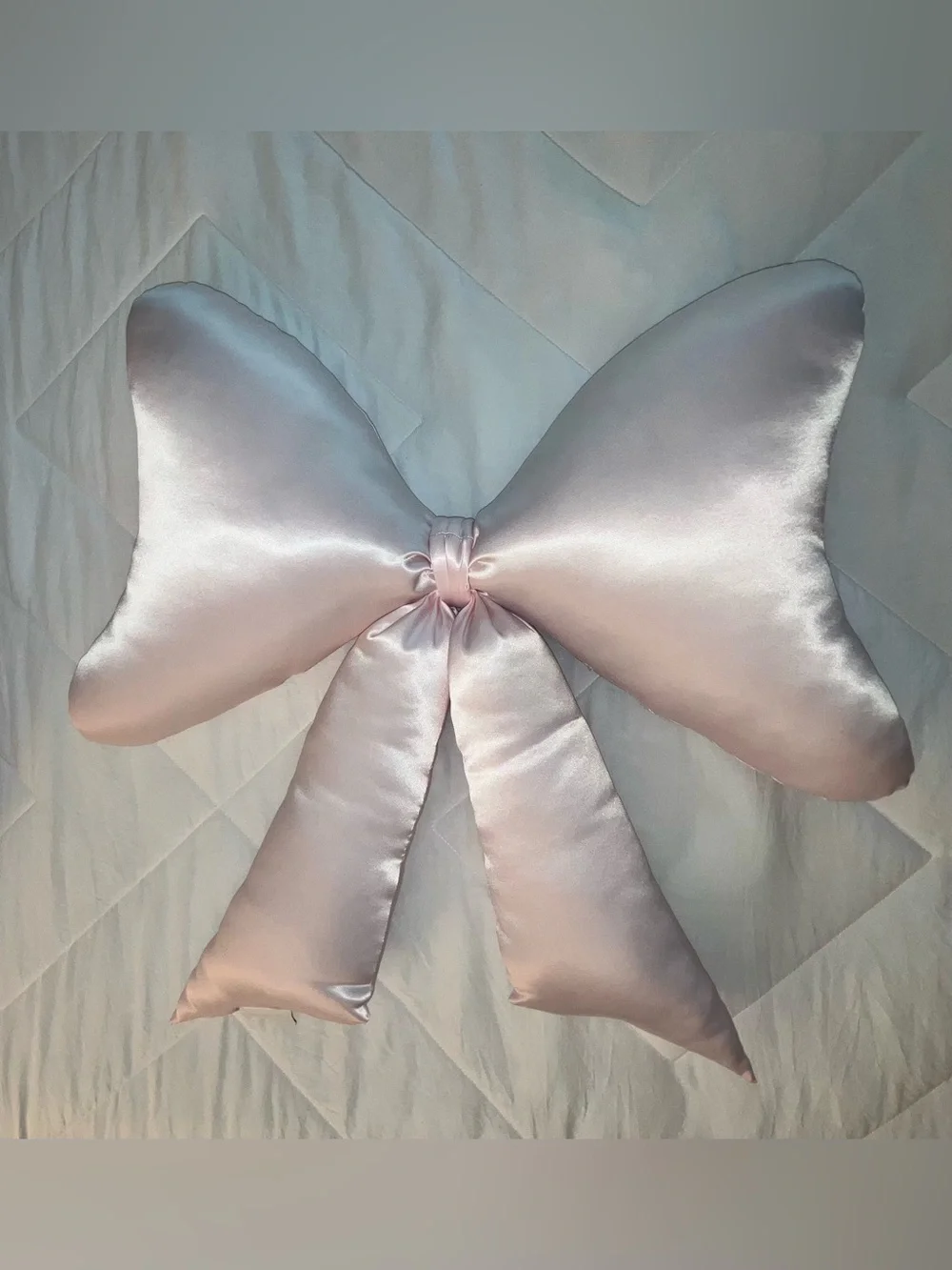 Truly Lou Large Pale Pink Satin Bow Pillow